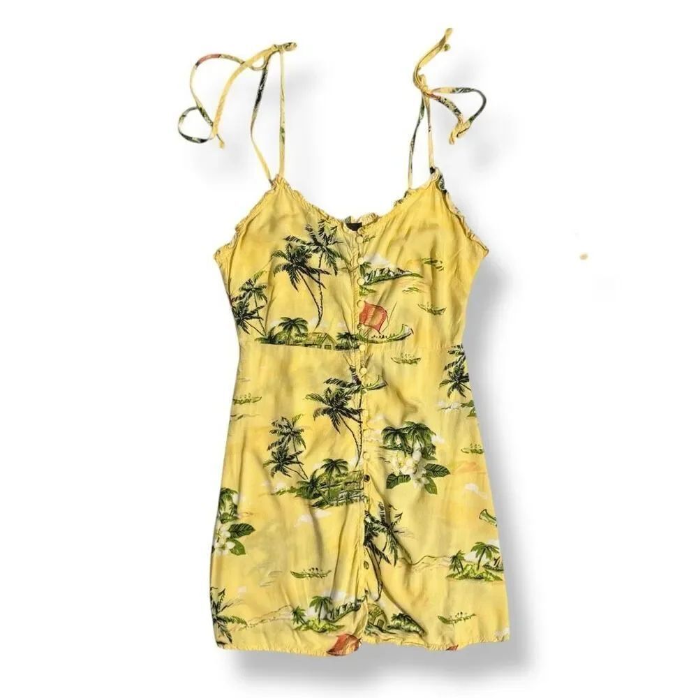 Forever 21 Women’s Junior Yellow Printed Mini Dress Size XS